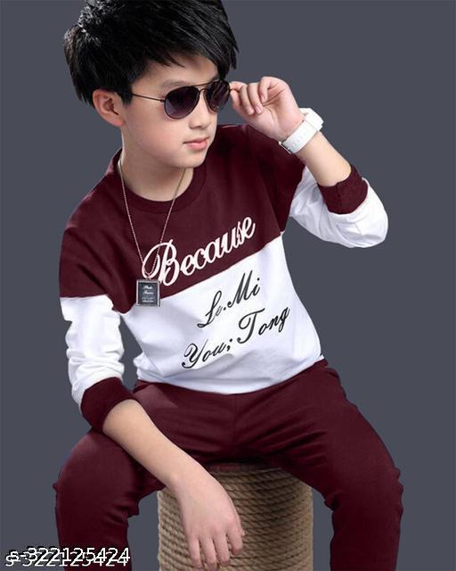 Elegnant kids printed full sleeve tshirt & trackpant