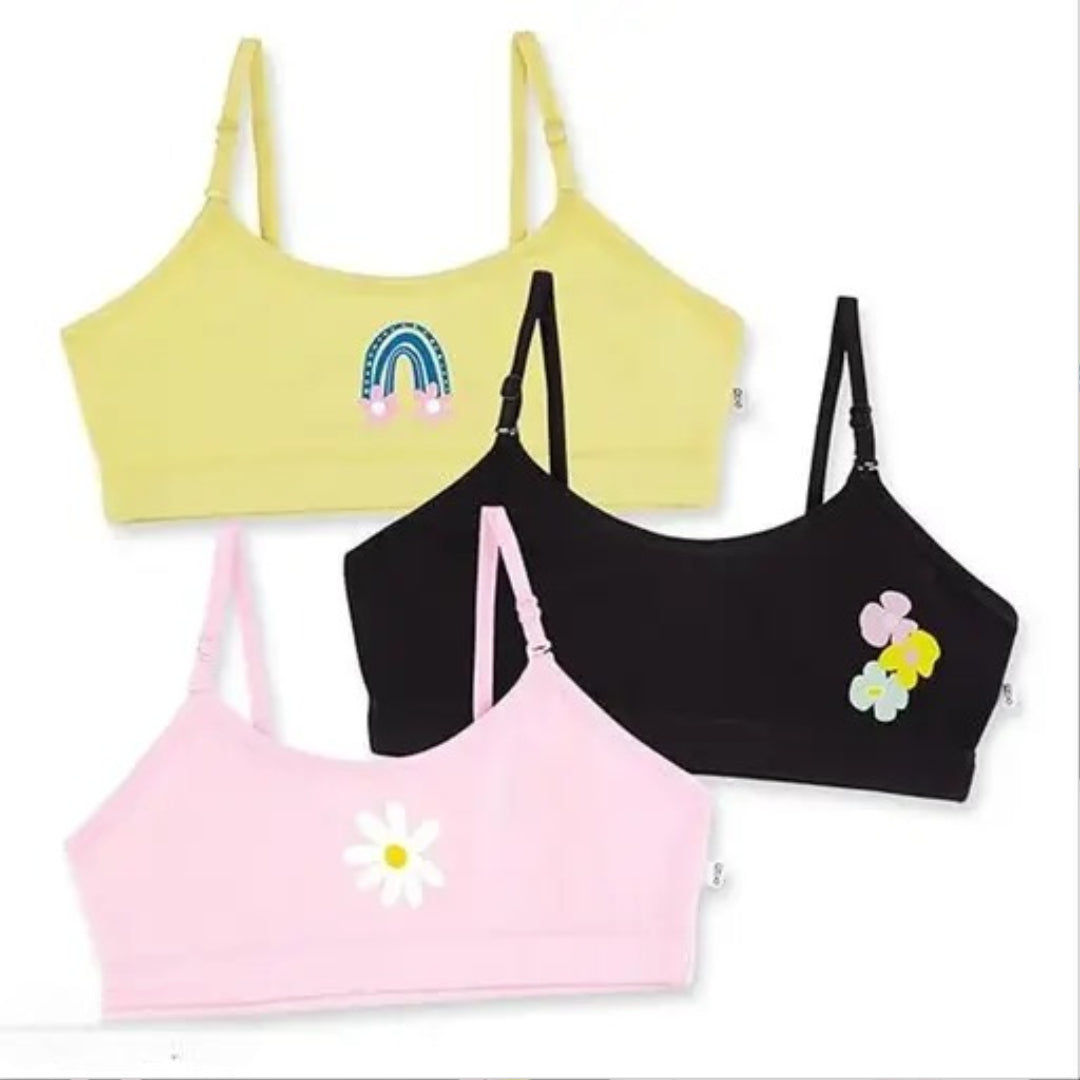 Product Girls Bra | Beginner Bra for Girls | Slip on Teen Bras Non Padded for Coverage | Gives Confidence at School | Comfortable Stretchy Cotton | Pack of 3