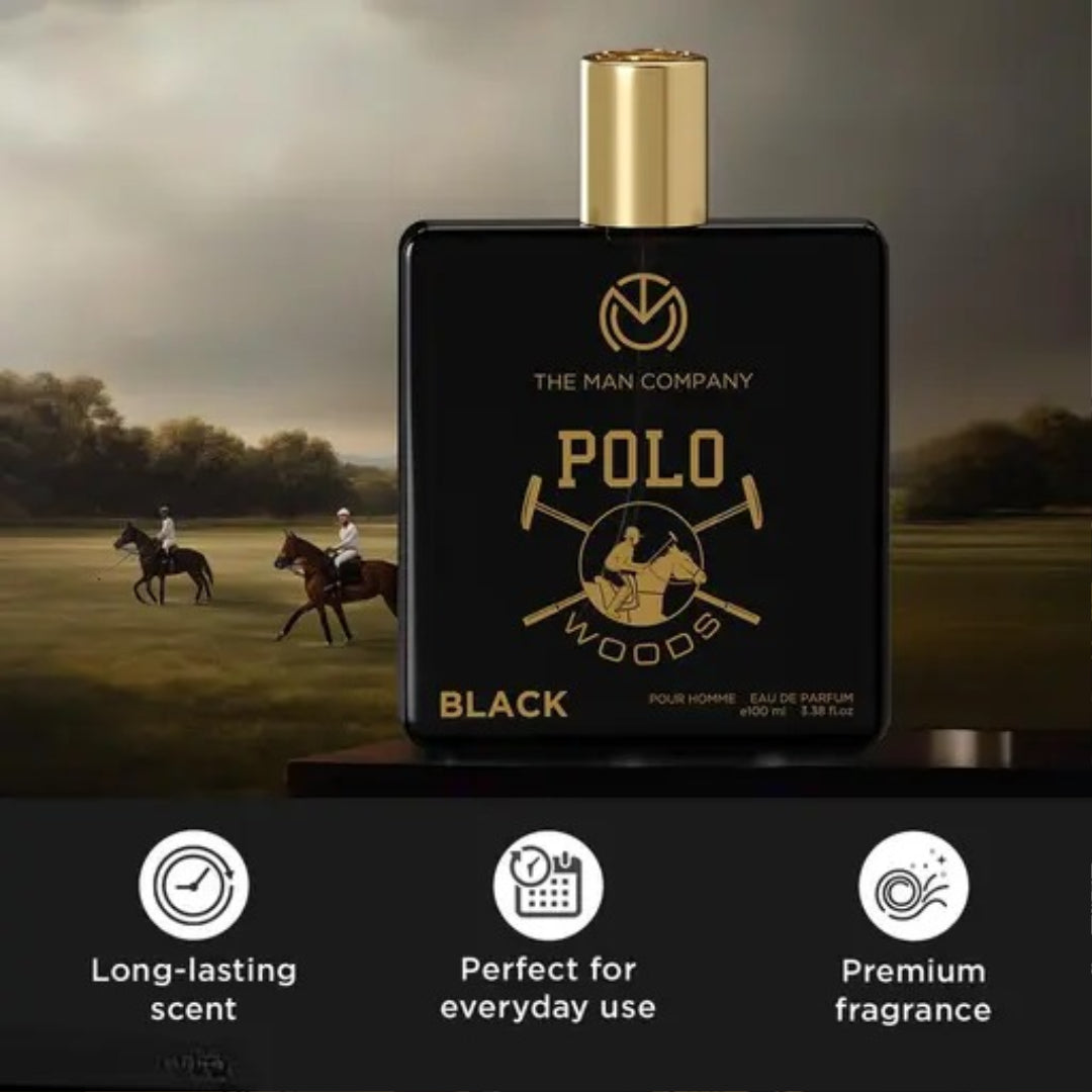 The Man Company Black Perfume - POLO Series | Premium Long-Lasting Deo Perfume Body Spray | EDP for Him