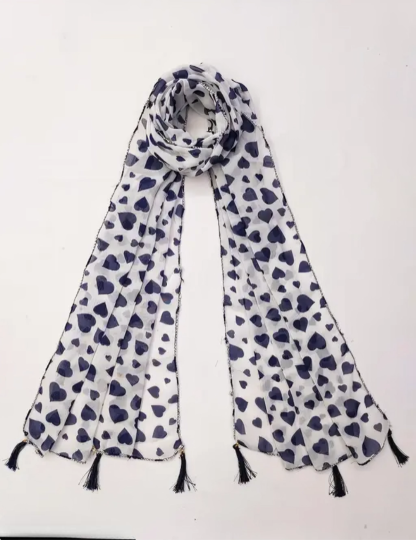 Women's Printed Georgette Multicolored Scarf and Stoles with Tassels - Set of 3