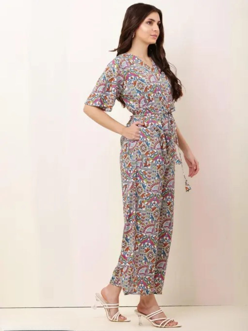 CNQFS FASHION'S STYLISH RAJASTHANI PRINTED CREPE FABRIC JUMPSUIT FOR WOMEN | JM0015