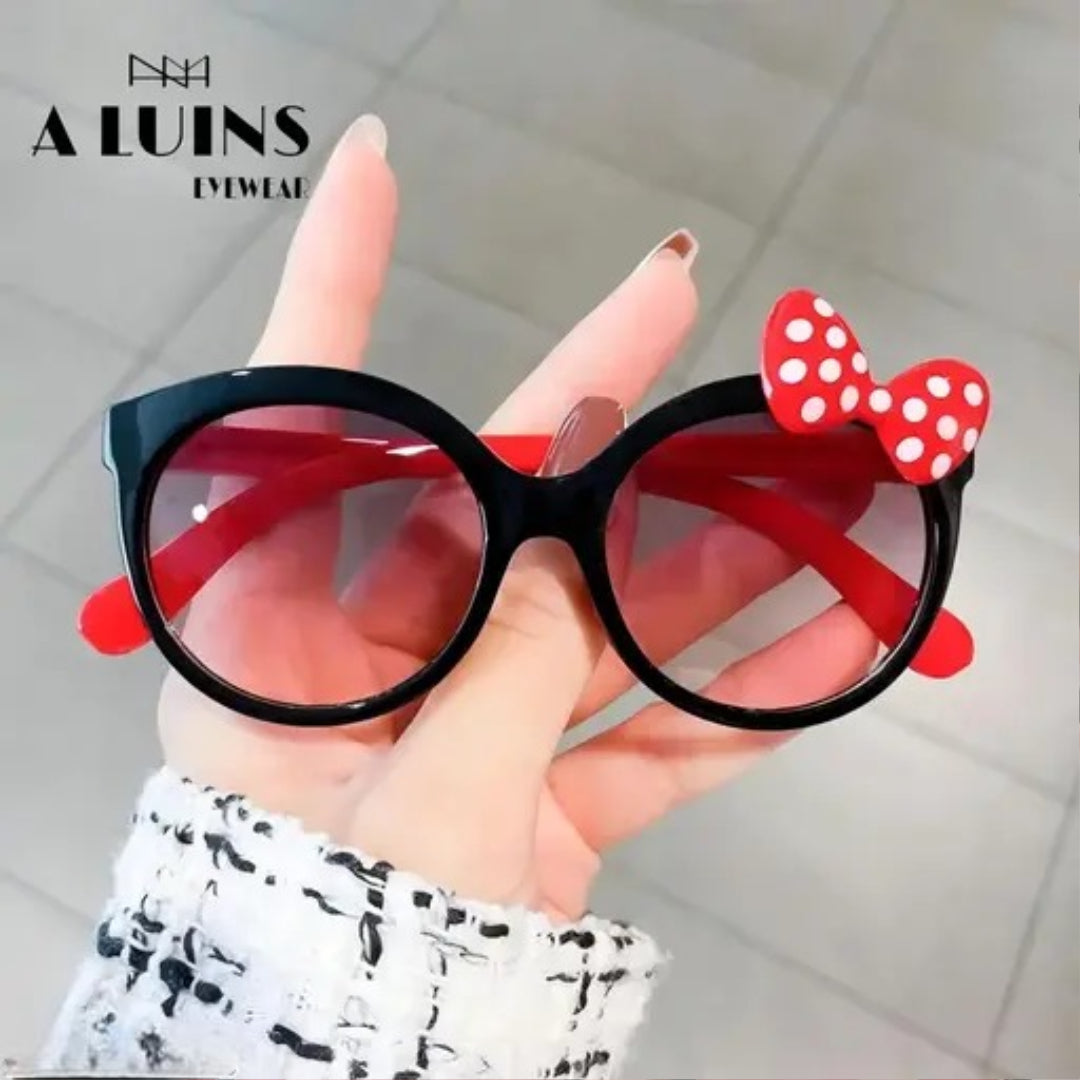 Baby Bow Round Sunglasses Stylish For Toddlers And Kids (Black, Black Frame, Free Size)