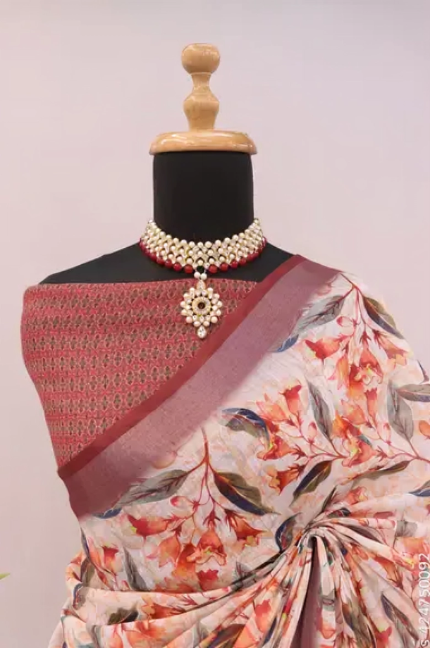 COTTON LILAN DIGITAL RPINT SAREE