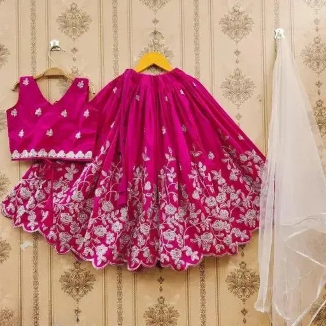 Girls Lehnga choli & dupatta Kids Silk Lehenga Choli with Dupatta // Ethnic Wear Silk Lehenga Choli with Dupatta || Soft Silk Lehenga Choli with Dupatta