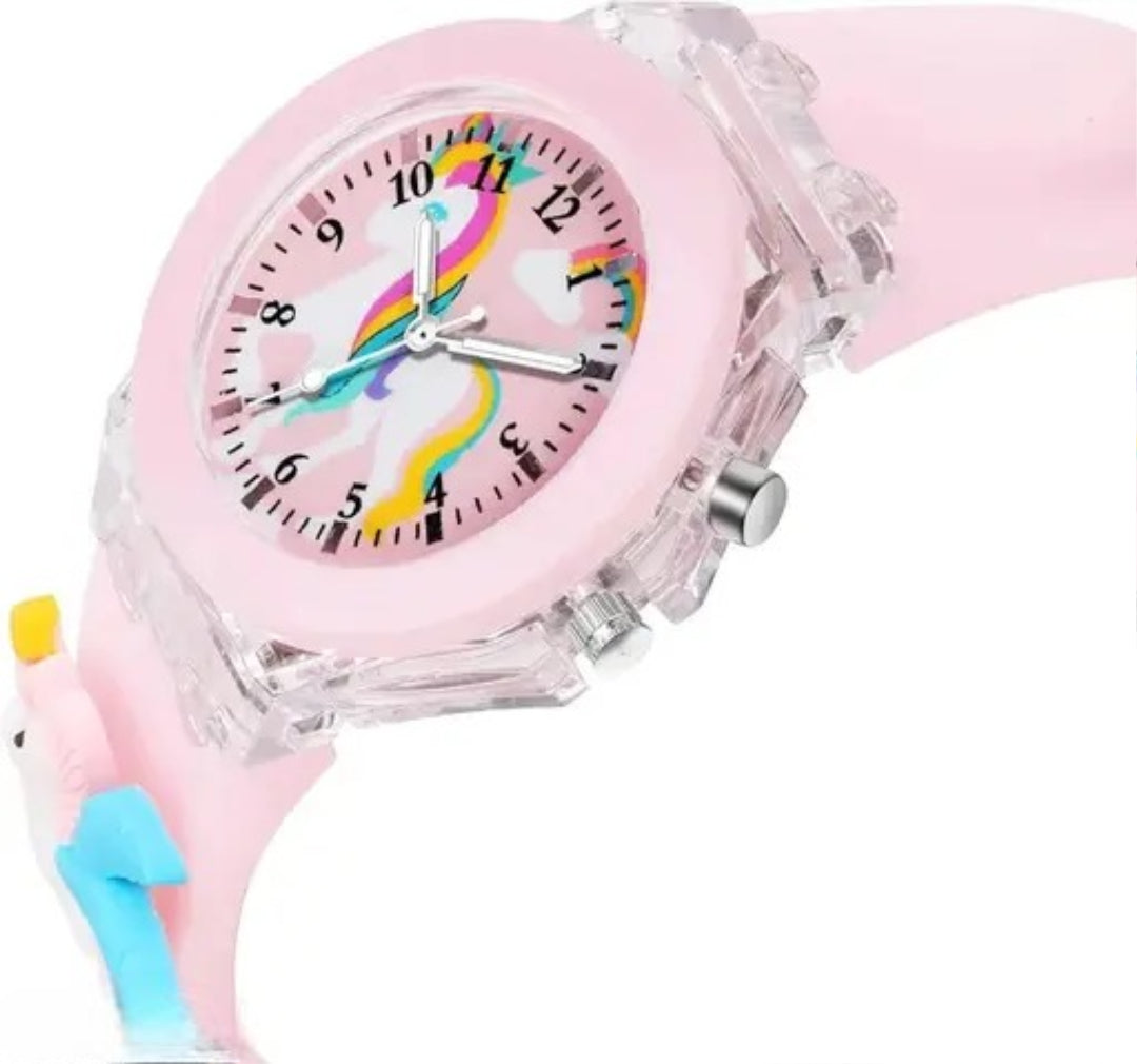 Kids Edition 3D Cartoon Analog Watch with Lights | 3D Cartoon Character On Strap | for Kids