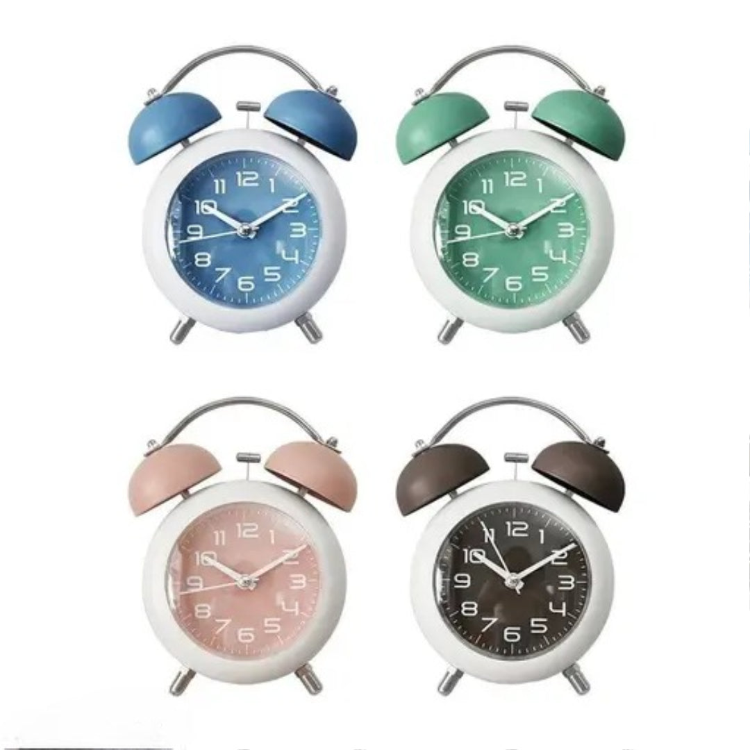 Twin Bell with Matt Colour Table Alarm Clock with Night Led Light for Student for Kids Bedroom