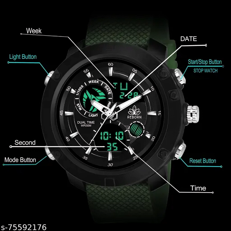 AWEX 9063_GREEN Men Sport Silicone Strap Military Wrist Watch