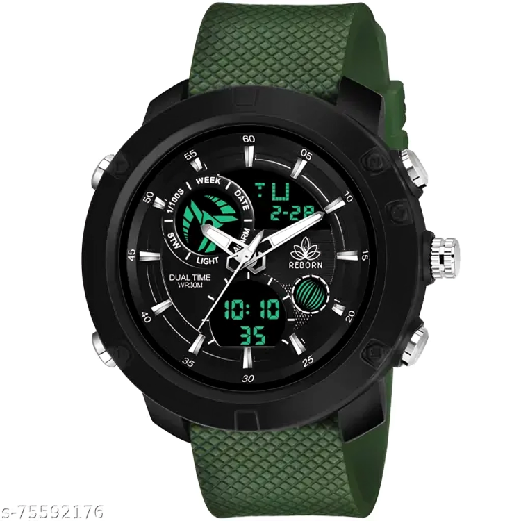 AWEX 9063_GREEN Men Sport Silicone Strap Military Wrist Watch