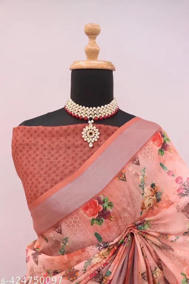 COTTON LILAN DIGITAL RPINT SAREE