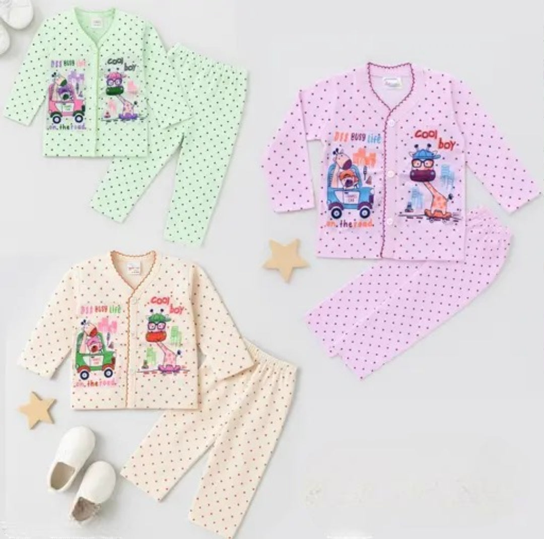 Newborn Baby Night Suits – Pack of 3 | Soft Cotton Sleepwear for Boys & Girls